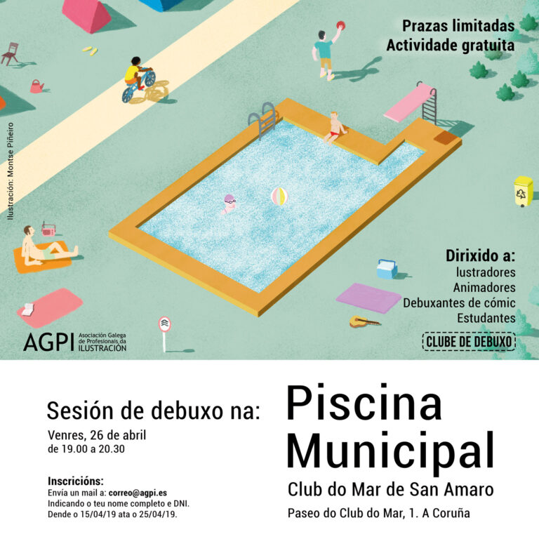 Nova sesión do Clube de Debuxo, na piscina do Club do Mar da Coruña